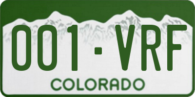 CO license plate 001VRF