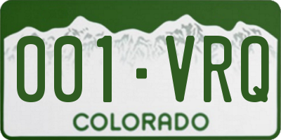 CO license plate 001VRQ