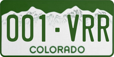 CO license plate 001VRR