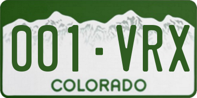 CO license plate 001VRX