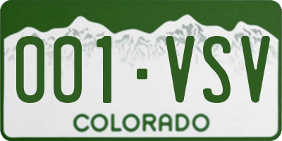 CO license plate 001VSV