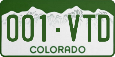 CO license plate 001VTD