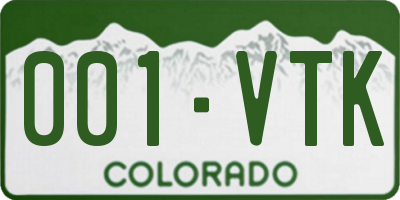 CO license plate 001VTK