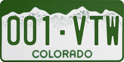 CO license plate 001VTW