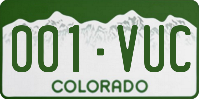 CO license plate 001VUC