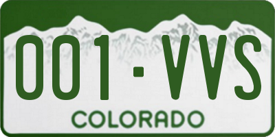 CO license plate 001VVS