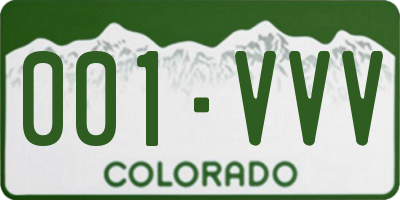 CO license plate 001VVV