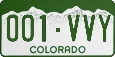 CO license plate 001VVY