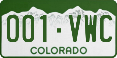 CO license plate 001VWC