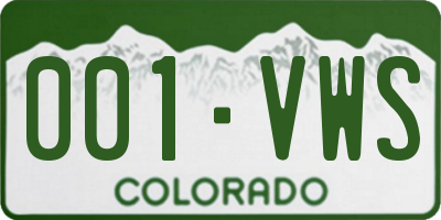 CO license plate 001VWS