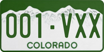 CO license plate 001VXX