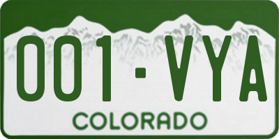 CO license plate 001VYA