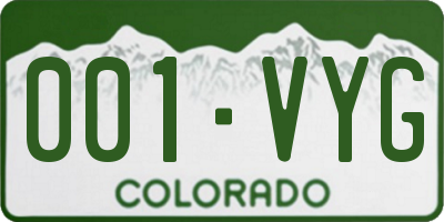 CO license plate 001VYG