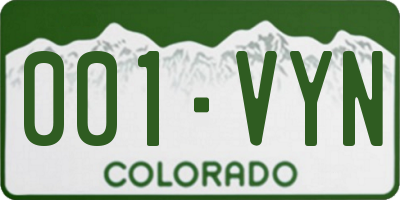 CO license plate 001VYN