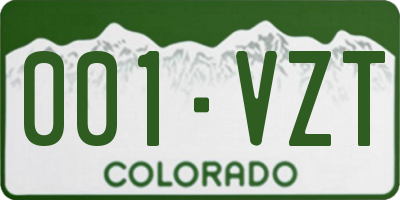 CO license plate 001VZT