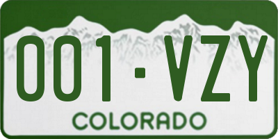 CO license plate 001VZY