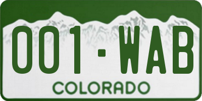 CO license plate 001WAB