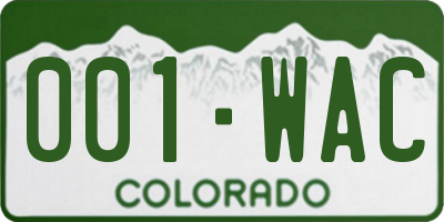 CO license plate 001WAC