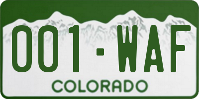 CO license plate 001WAF