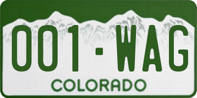 CO license plate 001WAG