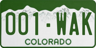 CO license plate 001WAK