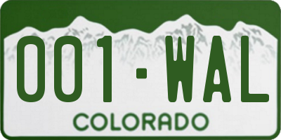 CO license plate 001WAL