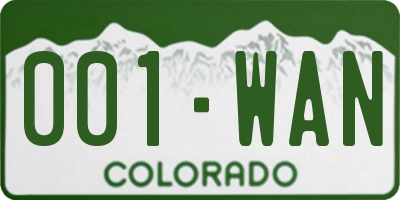 CO license plate 001WAN