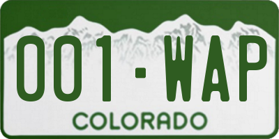 CO license plate 001WAP