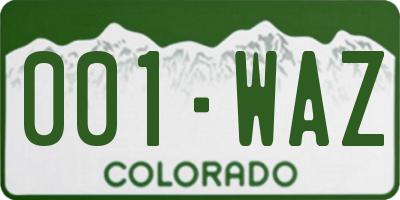CO license plate 001WAZ