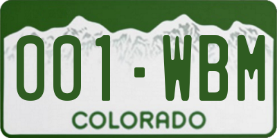 CO license plate 001WBM