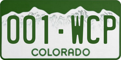 CO license plate 001WCP