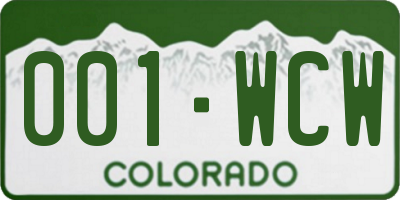 CO license plate 001WCW