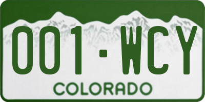 CO license plate 001WCY