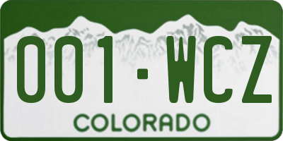 CO license plate 001WCZ