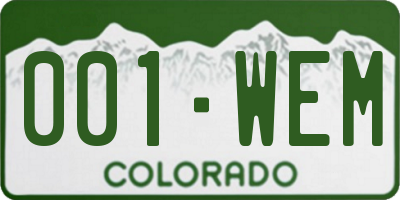 CO license plate 001WEM