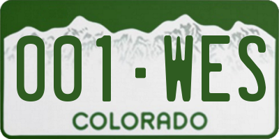 CO license plate 001WES