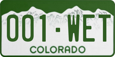 CO license plate 001WET