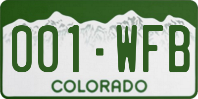 CO license plate 001WFB