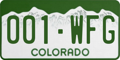 CO license plate 001WFG