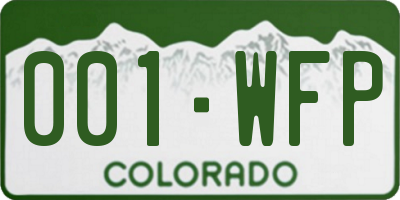 CO license plate 001WFP