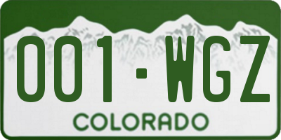 CO license plate 001WGZ