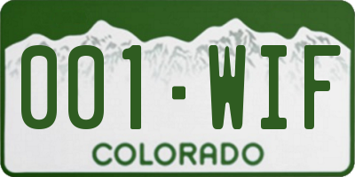 CO license plate 001WIF