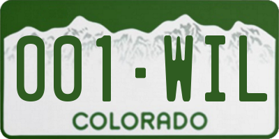 CO license plate 001WIL