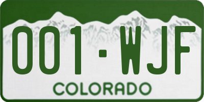 CO license plate 001WJF