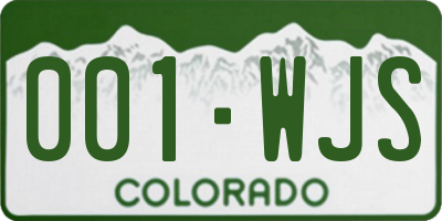 CO license plate 001WJS