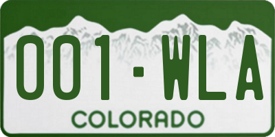 CO license plate 001WLA