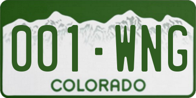 CO license plate 001WNG