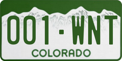 CO license plate 001WNT