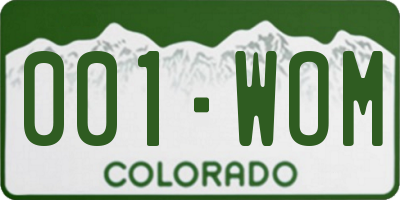 CO license plate 001WOM
