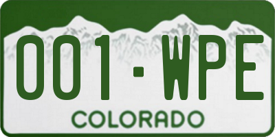 CO license plate 001WPE
